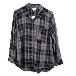 Style & Co Shirt Petite XL Womens Plaid Boyfriend Button Down Viscose Blend Tren